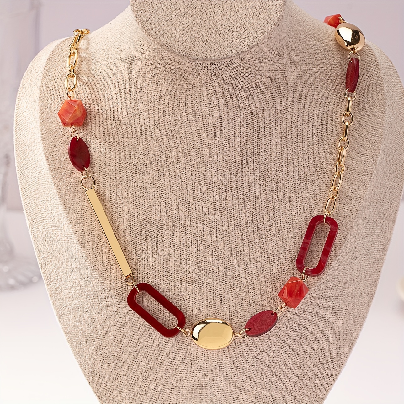 Boho Style Golden Plated Geometric Long Necklace